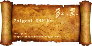Zsigrai Réka névjegykártya